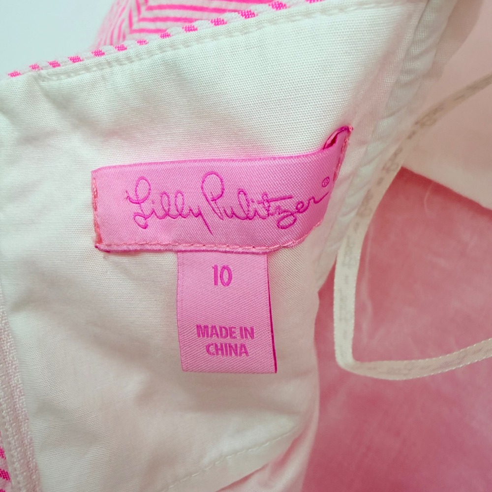 Lilly Pulitzer Richelle Strapless Seersucker Bow Back Mini Dress Womens 10 Pink - Picture 8 of 9